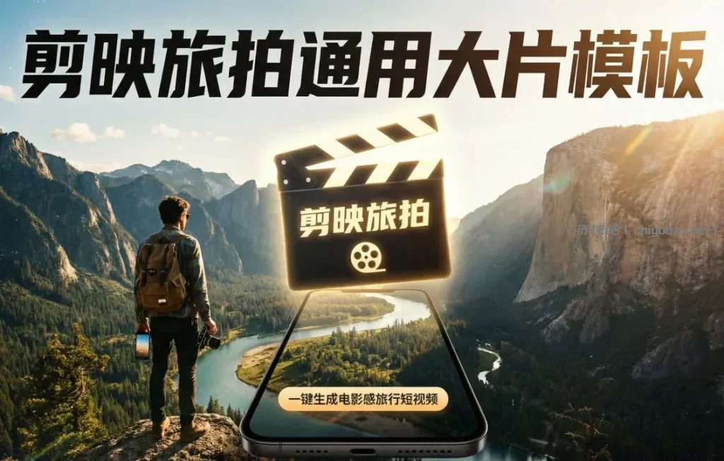 剪映旅拍通用大片模板，一键生成电影感旅行短视频-寒山客