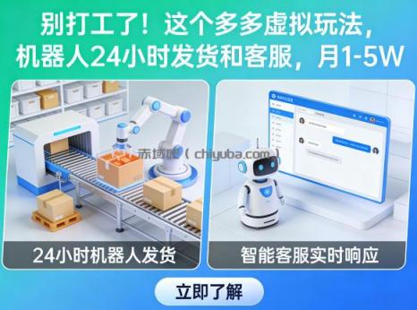 别打工了！这个多多虚拟玩法，机器人24小时发货和客服，月1-5W【揭秘】