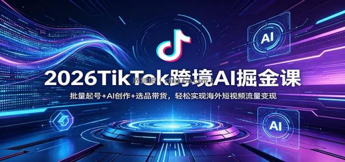 图片[1]-2026TikTok跨境AI掘金课：批量起号+AI创作+选品带货，轻松实现海外短视频流量变现-小创项目网