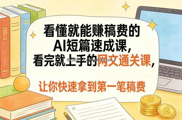 看懂就能賺稿费的AI短篇速成课，看完就上手的网文通关课，让你快速拿到第一笔稿费（更新4月）