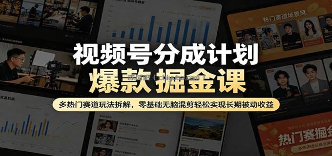 图片[1]-视频号分成计划爆款掘金课：多热门赛道玩法拆解，零基础无脑混剪轻松实现长期被动收益-小创项目网