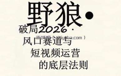 野狼团队·多平台实操运营课,覆盖AI口播、服装、好物、漫剪等热门玩法(更新4月29日)