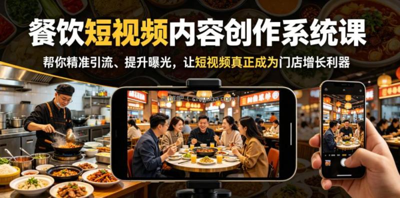 餐饮短视频内容创作系统课，帮你精准引流、提升曝光，让短视频真正成为门店增长利器
