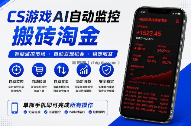 CS游戏AI自动监控搬砖淘金，稳定运行多年，支持任何形式验证，日入300+【揭秘】
