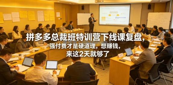 拼多多总裁班特训营下线课复盘,强付费才是硬道理,想賺钱,来这2天就够了
