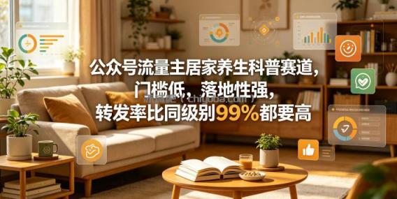 公众号流量主居家养生科普赛道，门槛低，落地性强，转发率比同级别99％都要高