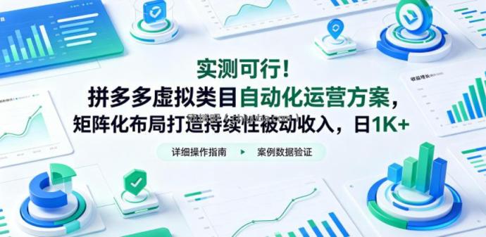 实测可行！拼多多虚拟类目自动化运营方案，矩阵化布局打造持续性被动收入，日1K+【揭秘】