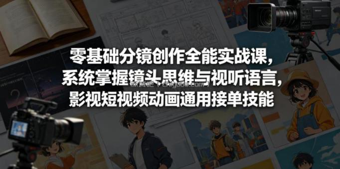 零基础分镜创作全能实战课，系统掌握镜头思维与视听语言，影视短视频动画通用接单技能