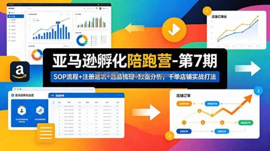 亚马逊孵化陪跑营-第7期：SOP流程+注册避坑+选品梳理+数据分析，千单店铺实战打法