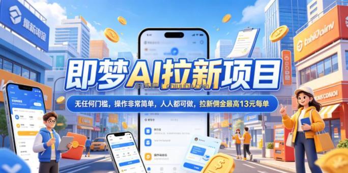 2026年即梦AI拉新项目最新玩法，无任何门槛，操作非常简单，人人都可做，拉新佣金最高13元每单