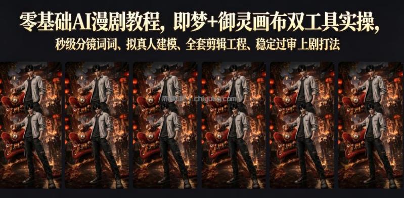 零基础AI漫剧教程，即梦+御灵画布双工具实操，秒级分镜提示词、拟真人建模、全套剪辑工程、稳定过审上剧打法