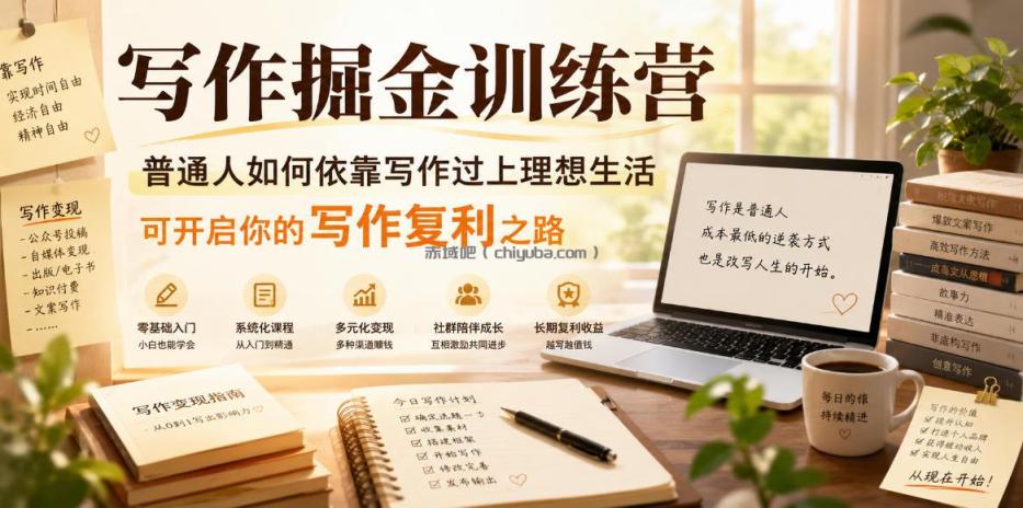 写作掘金训练营，普通人如何依靠写作过上理想生活，可开启你的写作复利之路（更新6月）