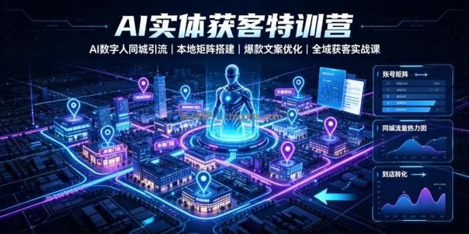 AI实体获客特训营|AI数字人同城引流、本地矩阵搭建、爆款文案优化全域获客实战课