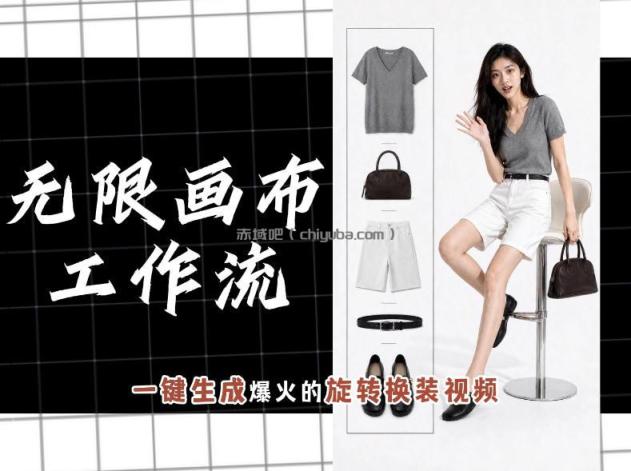 无限画布工作流，一键制作爆火的旋转换装视频，操作简单，零基础也能学会