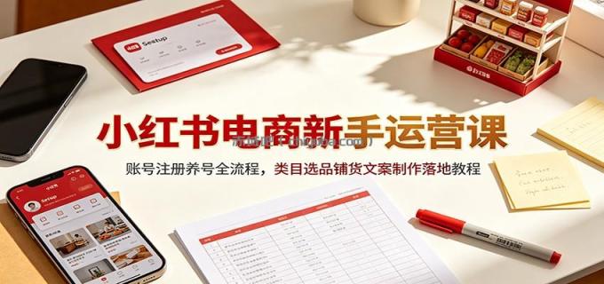 图片[1]-小红书电商新手运营课：账号注册养号全流程，类目选品铺货文案制作落地教程-小创项目网