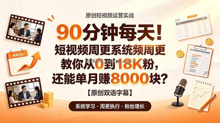 90 分钟每天！短视频周更系统教你从 0 到 18K 粉，还能单月赚 8000 块？【原创双语字幕】