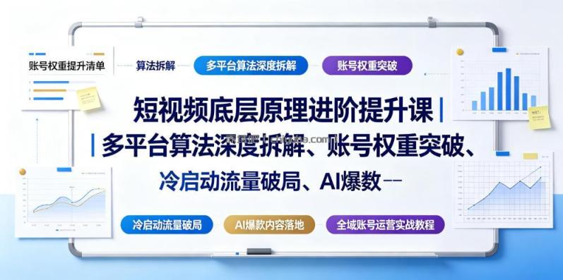 短视频底层原理进阶提升课｜多平台算法深度拆解、账号权重突破、冷启动流量破局、AI爆款内容落地与全域账号运营实战教程