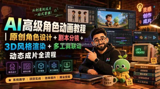AI高级角色动画教程｜原创角色设计+剧本分镜+3D风格渲染+多工具联动动态成片全流程【中英字幕】