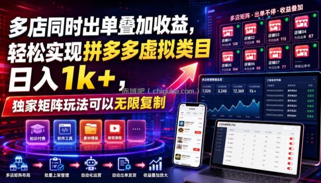 多店同时出单叠加收益,轻松实现拼多多虚拟类目日入1k+,独家矩阵玩法可以无限复制【揭秘】