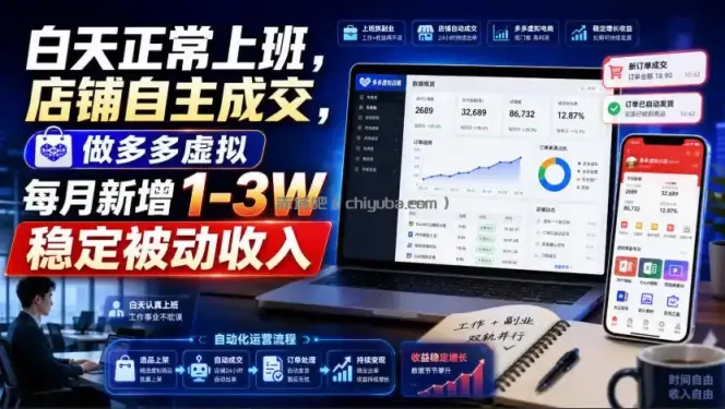 白天正常上班，店铺自主成交，做多多虚拟每月新增1-3W稳定被动收入【揭秘】