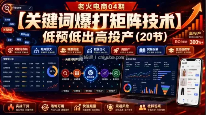 老火电商04期：【关键词爆打矩阵技术】低预低出高投产（20节）