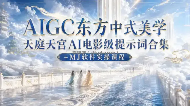 AIGC东方中式美学天庭天宫AI电影级提示词合集+MJ软件实操课程