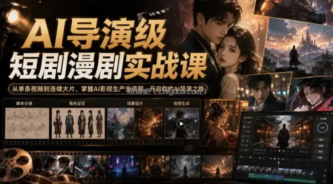 AI导演级短剧漫剧实战课,从单条视频到连续大片,掌握AI影视生产全流程,开启你的AI导演之路!