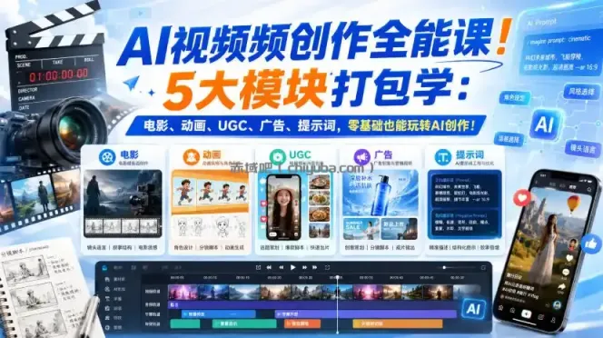 AI视频频创作全能课！5大模块打包学：电影、动画、UGC、广告、提示词，零基础也能玩转AI创作！【原创双语字幕】