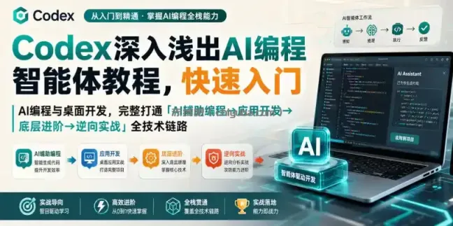 Codex深入浅出AI编程智能体教程，快速入门AI编程与桌面开发，打通「AI辅助编程→应用开发→底层进阶→逆向实战」全技术链路