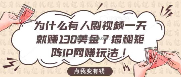 为什么有人刷视频一天就赚130美金？揭秘矩阵IP网赚玩法！